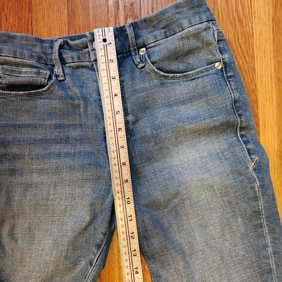 Good American Good Legs High Waist Ripped Crop Skinny Jeans In Blue617, Sz 6/28 - Picture 7 of 8
